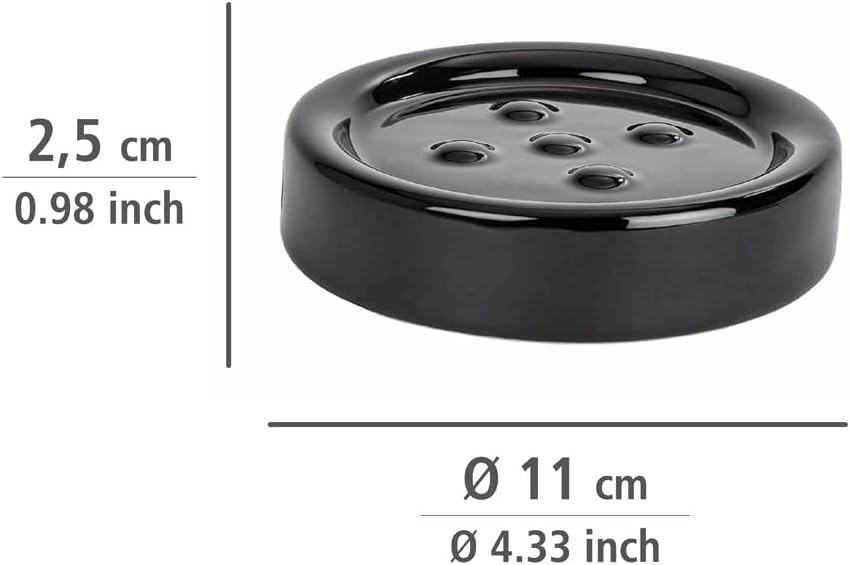 WENKO Bar Soap Holder Ceramic Polaris Black