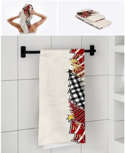 Christmas Bath Towels Set of 3 with Tree Design