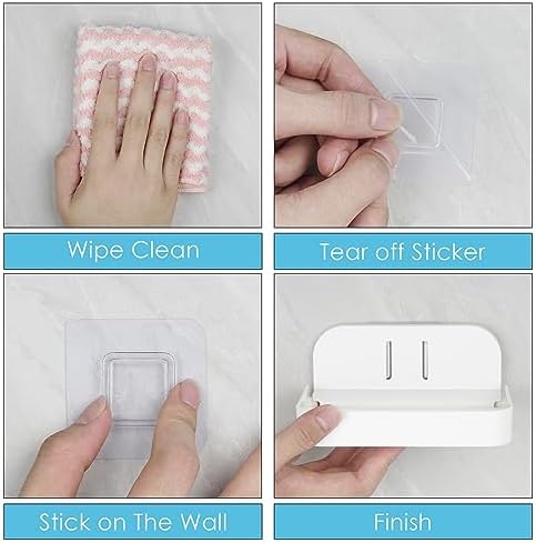 2 Pack Wall Mount Soap Holder with Drain and Foldable Tray