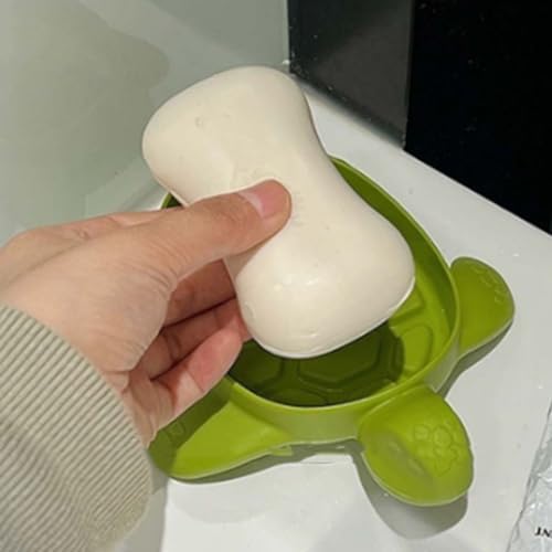 JUOPZKENN Cute Cartoon Soap Dish with Drainage and Non-Slip Design Green