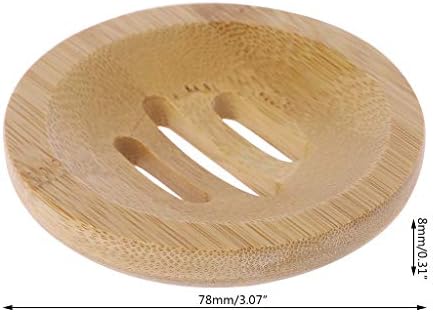 TENYELE Natural Wooden Soap Tray Holder Round Storage