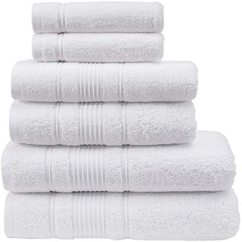 Qute Home 6-Piece Bath Towel Set - White Turkish Cotton