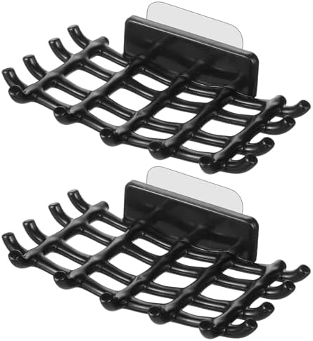 2 pcs Shower Soap Holder with Hooks - Black