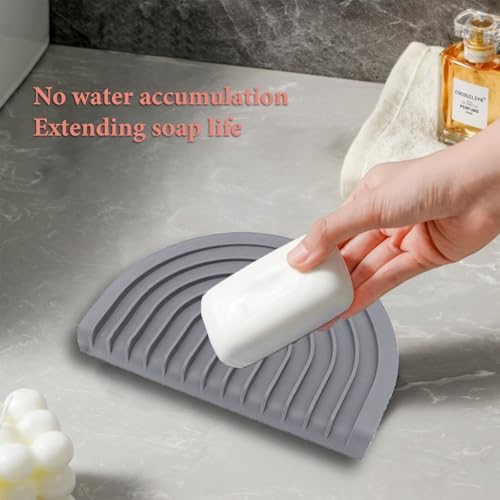 CAROYINO U-Shaped Silicone Soap Dish for Shower and Kitchen