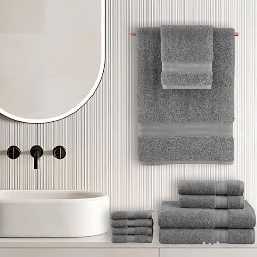 EuroSpa 100 Cotton 6 Piece Towel Set - Light Grey