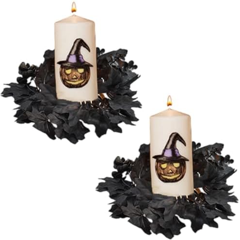 Halloween Black Candle Wreath Decorations 1