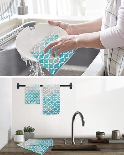 Falaniique Waffle Towel Set of 3 - Turquoise Modern Soft