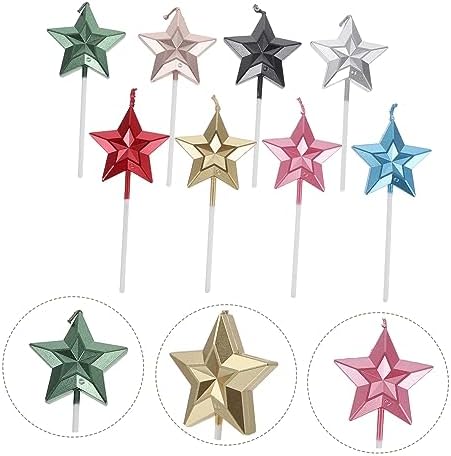 8 Pcs Mixed Color 3D Star Birthday Candles