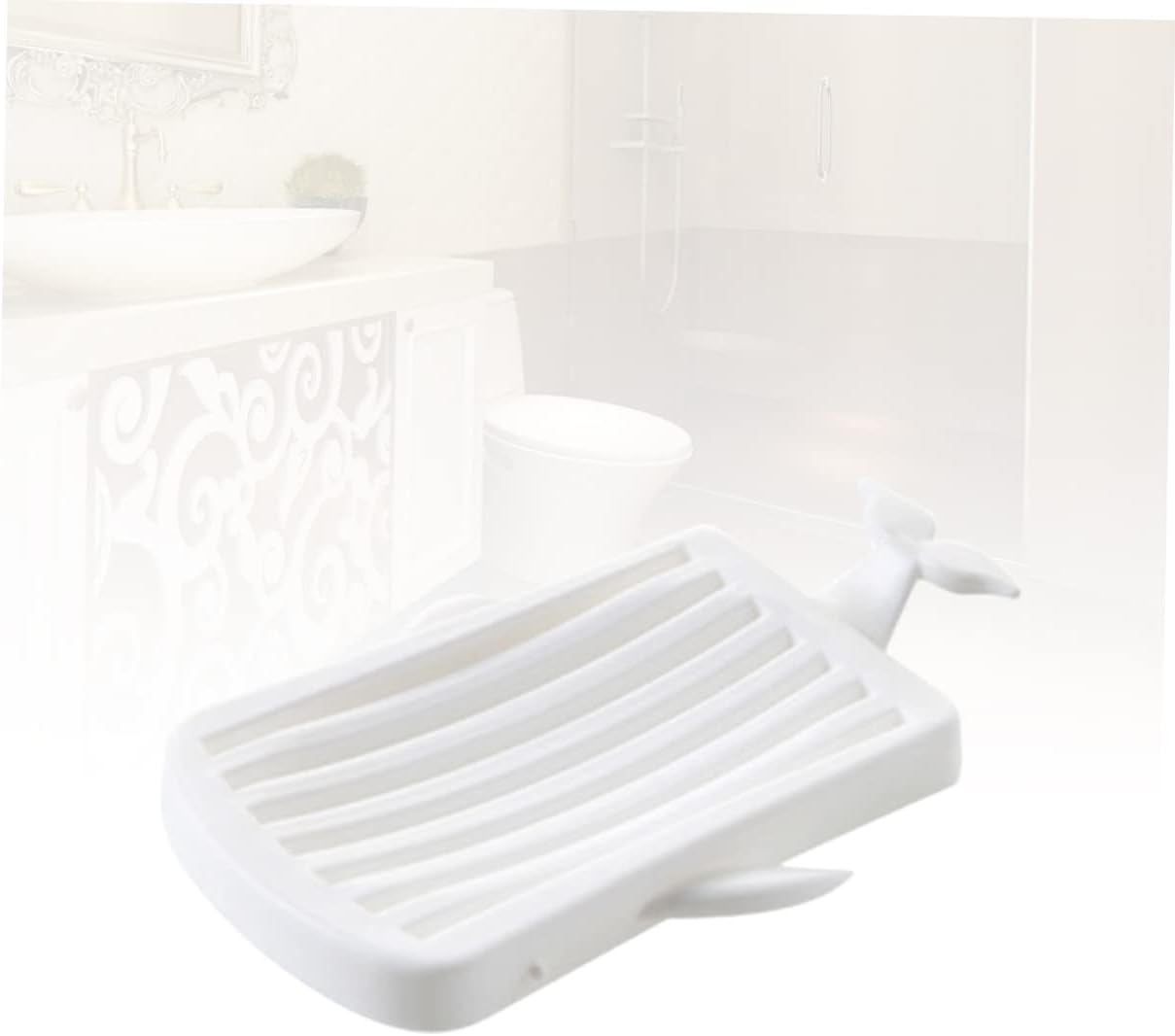 Hoement Plastic Soap Dish Whale Shape Drain Holder