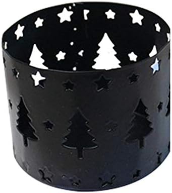 Klun Black Christmas Tree Candle Holder with Elk and Snowflake