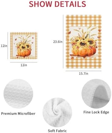 Pumpkin Sunflower Waffle Towel Set of 2