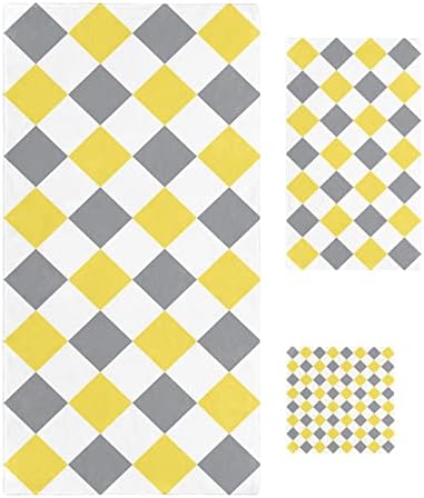 Shine-Home Abstract Diamond Lattice Towel Set for Bathroom