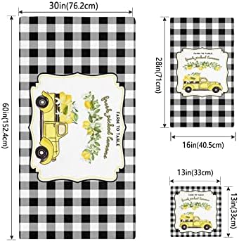 Shine-Home Summer Lemon Plaid Towel Set 3pcs
