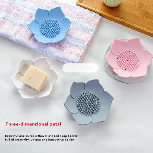 GXMRHWY Silicone Soap Dish Flower Shape White
