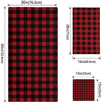 Black and Red Buffalo Check Towel Set 3pcs for Home Bathroom