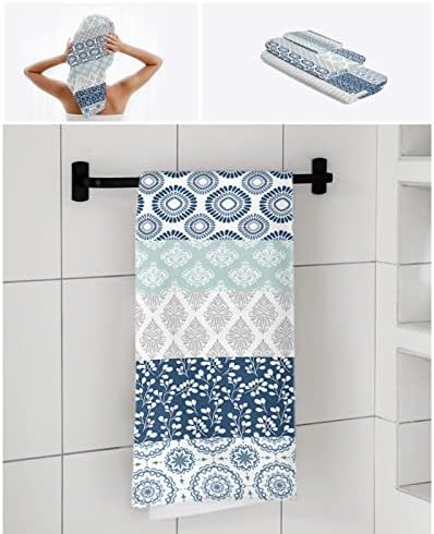 Shine-Home Bohemian Towel Set Decor Blue Grey
