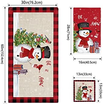 Christmas Towel Set for Bathroom with Snowman Pattern