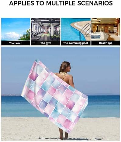 Shine-Home Pink Blue Plaid Towel Set 3pcs 1