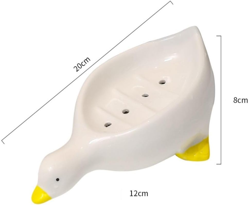 Yellow Duck Shape Soap Holder with Drain Cute Cartoon Design