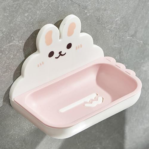 GIFZES Cartoon Rabbit Soap Dish Wall Mount Double Layers