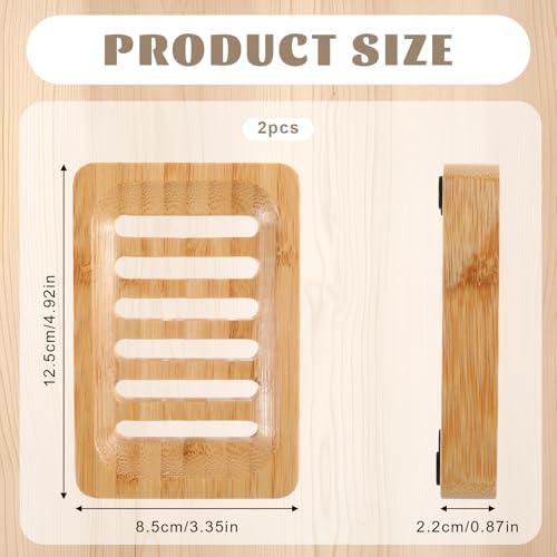 Bamboo Soap Holder 2 Pack - Waterproof and Sturdy