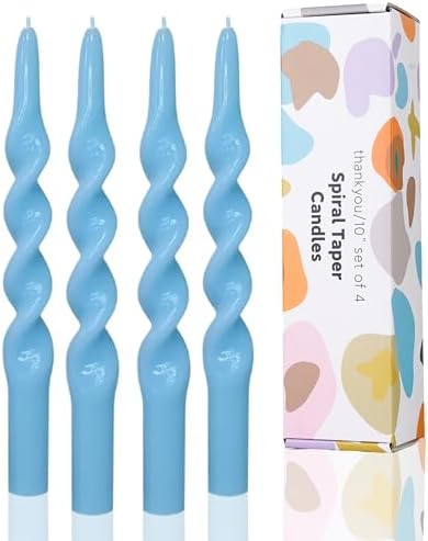 LPUSA Blue Taper Candle Sticks Spiral Tapered Candles - 10 Inch 4pcs