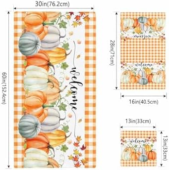 Double Love Pumpkin Orange Plaid Bath Towel Set of 3