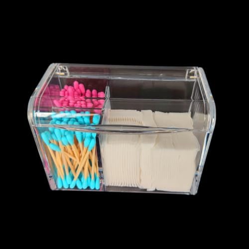 UQUABESO 3 Section Cotton Ball Holder Dispenser with Lid