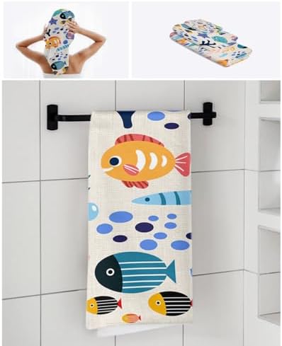 Smile Sunflower 3 Pcs Bath Towel Set - Cute Animal Fish Design