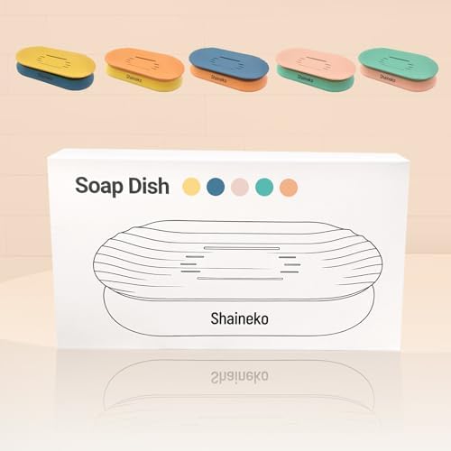 Shaineko Floating Soap Holder - Green Pink Double Layer Drainage