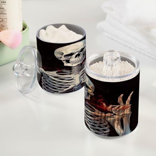 YETTASBIN Skeleton Clear Plastic Apothecary Jars 2 Pack