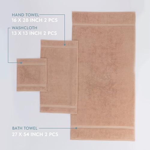 TrendShine Turkish Cotton Towel Set of 6 - Soft Absorbent Bath Towels