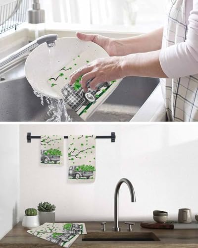 Falaniique Buffalo Plaid Truck Waffle Dish Towel Set of 2