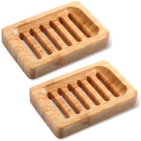 Bamboo Soap Holder 2 Pack - Waterproof and Sturdy