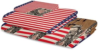 Chees D Zone 3 Piece Bath Towel Set with Red Navy Stripe