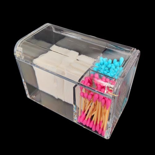 UQUABESO 3 Section Cotton Ball Holder Dispenser with Lid