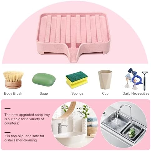 3PCS Self Draining Soap Dish and Tray for Bathroom Sink