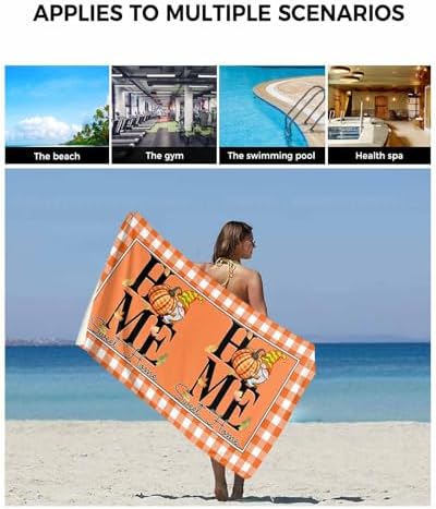 Double Love Orange Thanksgiving Towel Set - Plaid Design 3 Piece Microfiber Bath Towels