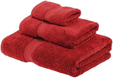 Superior Egyptian Cotton 3-Piece Towel Set in Red
