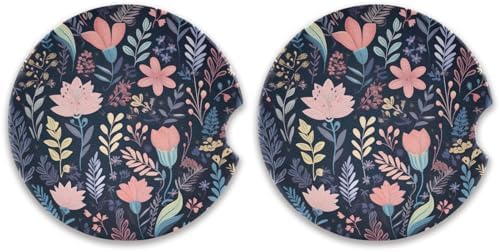 Takiito Garden Flowers Car Cup Holder Coasters 2 Pack