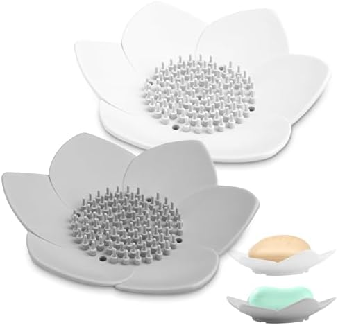 2 Pack Lotus Shower Steamer Trays - Elegant White Gray Design
