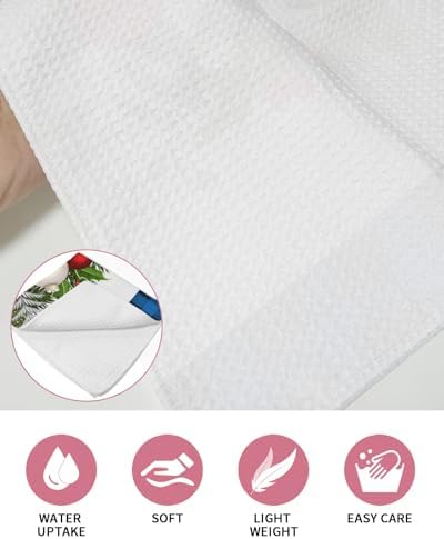 Falaniique Red Christmas Balls Waffle Towel Set of 2