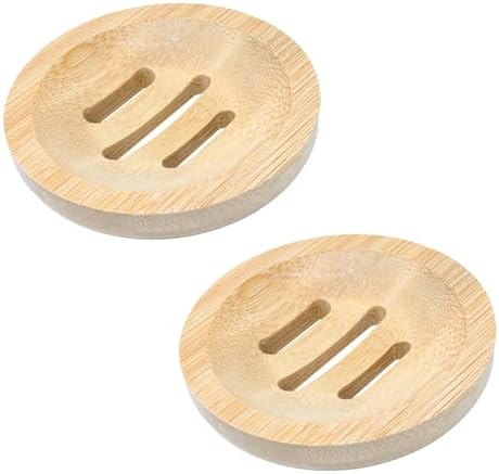 Yueton 2PCS Bamboo Wood Soap Dishes for Bathroom and Kitchen 1