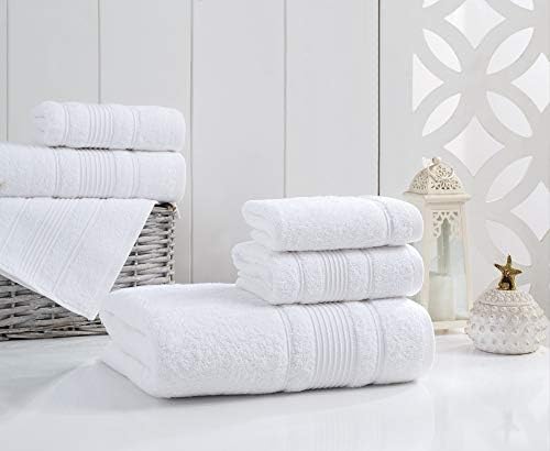 Qute Home 6-Piece Bath Towel Set - White Turkish Cotton
