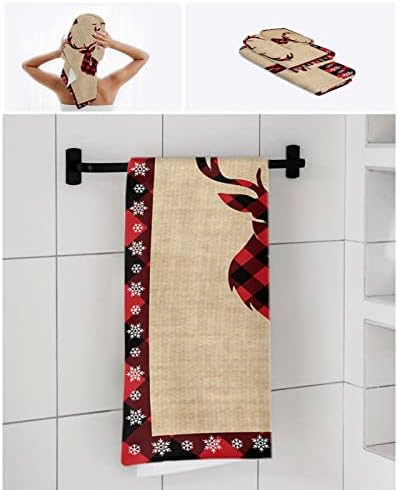 Christmas Bath Towels Set of 3 - Elk Pattern Decor