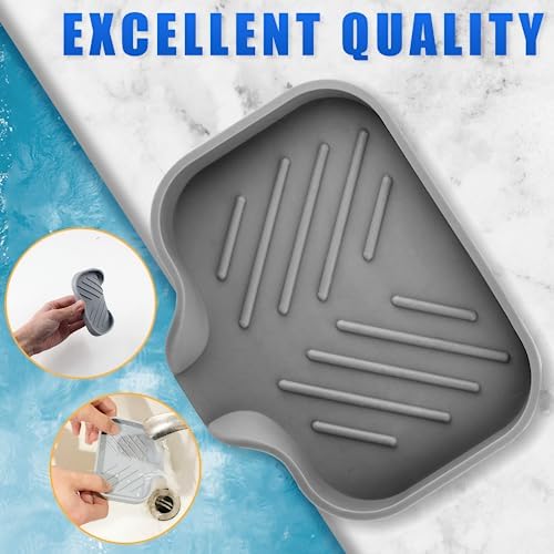 Hordion 1Pcs Grey Silica Gel Self Draining Soap Tray
