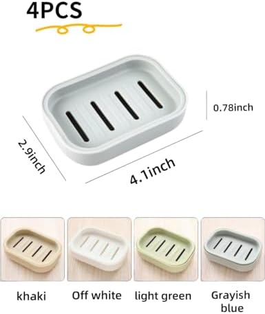 4PCS Plastic Soap Dish with Leak Proof Design