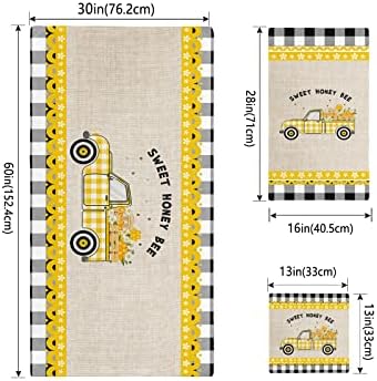 Chees D Zone Yellow Plaid Farm Truck Bath Towel Set