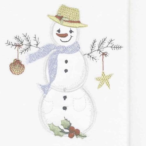 Avanti Linens - Set of 4 Fingertip Towels with Embroidered Snowman Design