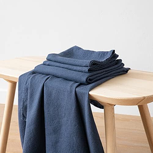 LinenMe 07799 Waffle Washed Linen Towel Set Indigo